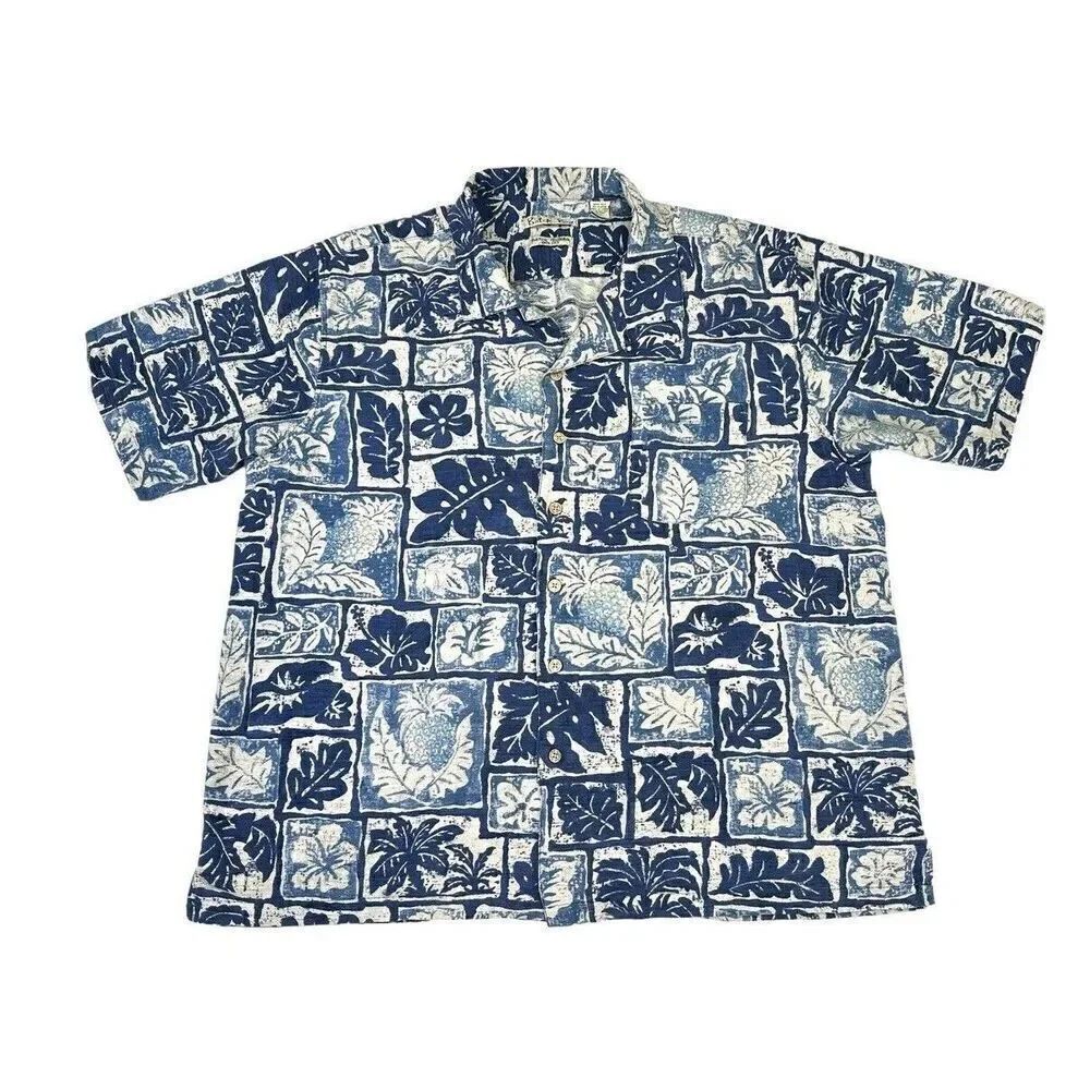Batik Bay Washable Silk Hawaiian Button Up Men’s Short Sleeve Shirt Size XXL